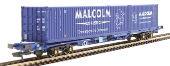 KFA container wagon in Malcolm Rail blue with 1 x 20' container and 1 x 40' container