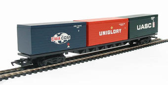Bogie container wagon with 3 20ft containers "CMACGM, Uniglory & UASC"