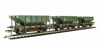 ZFO/ZFP 'Trout' Ballast Hopper in BR departmental olive - DB992157, DB992158 & DB992159 - Weathered - Pack of 3