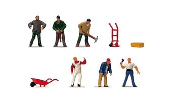 Working people - pack of six figures with additional tools