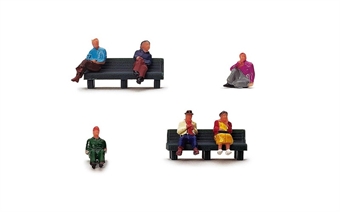 Sitting people - pack of six people with two benches