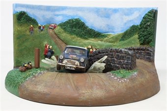 Mini Cooper Racing Diorama with weathered mini