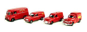 Royal Mail Set with Morris LD, Morris 1000 van, Bedford HA van and Ford Anglia van