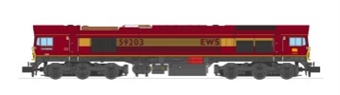 Class 59/2 59203 "Vale of Pickering" in EWS red and gold - Digital sound fitted