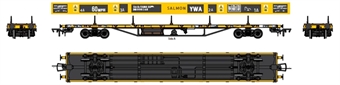62ft Salmon bogie flat wagon in BR engineers yellow with modern ASF bogies - DB996148