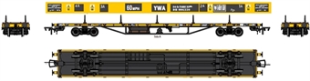 62ft Salmon bogie flat wagon in BR engineers yellow with modern ASF bogies - DB996330