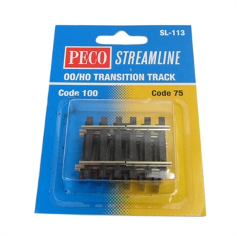 Transition track for converting code 75 to 100 for OO & HO gauge - Pack of 4