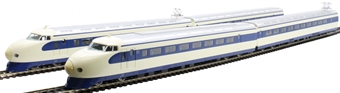 Shinkansen 0 series 4-car EMU in Japanese National Railways white and blue