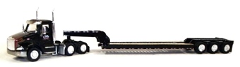 Peterbilt 579 Day-Cab Tractor with 3-Axle Lowboy Trailer, Black Jack Trucking