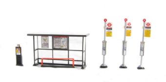 Bus stop, shelter, seat & ticket machine "Transport for London"