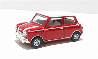 Mini Cooper in red with white roof (plain white box). Non limited
