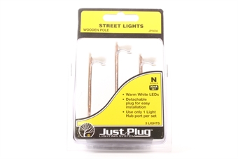 Wooden Pole street lights - Pack of 3 - Just Plug lighting system