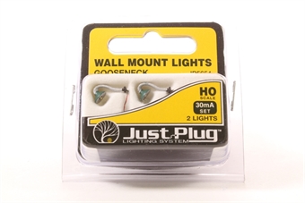 Gooseneck wall mounted lights - Pack of 2 - Just Plug lighting system