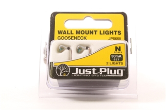 Gooseneck wall mounted lights - Pack of 2 - Just Plug lighting system