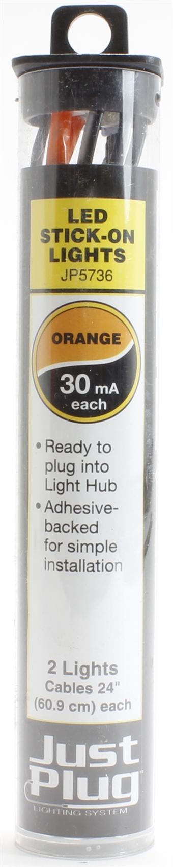 Orange LED stick-on lights for Just Plug lighting system