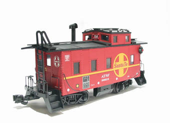 Long steel Caboose van in red Santa Fe livery