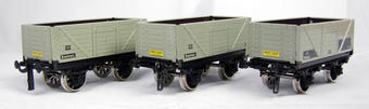 Set of 3 7-Plank Coal Wagons in British Rail grey