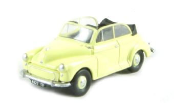 Morris Minor Convertible in "Primrose Yellow" with the hood down