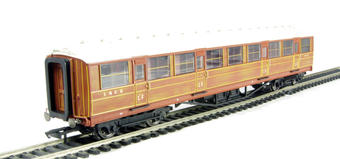 Gresley 61' 6" corridor 3rd class coach 1463 in LNER teak