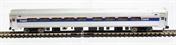 Budd Amfleet I coach of Amtrak - silver and blue with red and white stripes