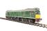 Class 25/1 in BR green with small yellow warning panels (unnumbered)