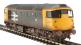 Class 26/1 26025 in BR railfreight red stripe livery with orange cantrail stripe and Eastfield dog logo - weathered