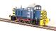 Class 07 shunter D2992 in BR blue with wasp stripes