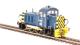 Class 07 shunter 07005 in BR blue with wasp stripes and air brakes