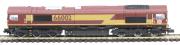 Class 66/0 66002 in EWS maroon & gold with six Megafret wagons & 45ft  container wagons
