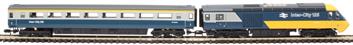 Class 43 HST 4-car book set in Intercity 125 BR blue and grey - W43015, W43190 wtih 2 Mk3 coaches