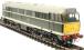 Class 31 in BR green with small yellow panels - unnumbered