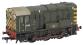 Class 08 D3881 in BR green with wasp stripes - weathered