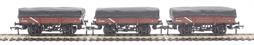Pack of three 5 plank china clay open wagons in BR bauxite (Early) with tarpaulin load