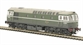 Class 33/0 diesel D6526 in BR plain Green livery (weathered). 