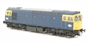 Class 33 diesel un-numbered in BR blue with full yellow ends