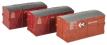 Pack of three BD containers in Bauxite and Crimson