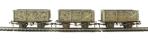Pack of 3 16 ton steel mineral wagons in BR grey with top flap doors - weathered