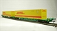 Intermodal bogie wagon with 2 45ft containers in DHL livery