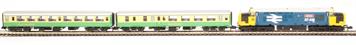 The Highlander Digital Train Set with Class 37/4 in BR large logo blue and two Mk2 coaches in 'Kyle Line' green and cream