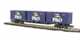 63ft bogie wagon with 3 20ft containers "P&O"