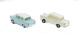 Ford Anglia x 2. 1 blue with white roof, 1 cream