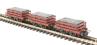 4-wheel slate wagons in red with load - pack of 3