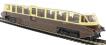 Streamlined Railcar 10 in GWR chocolate and cream with shirtbutton emblem
