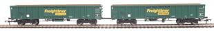 MJA mineral and aggregates twin bogie box wagon in Freightliner green - 502039 & 502040 - pack of 2