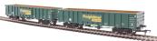 MJA mineral and aggregates twin bogie box wagon in Freightliner green - 502047 & 502048 - pack of 2
