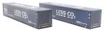 45ft curtain-sided containers "Less Co2 Stobart Rail" - 450012-5 & 4500 - weathered - pack of 2 