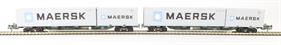 FEA-B Spine wagons in Freightliner livery - 640011 & 640012 with 4 Maersk containers - pack of 2