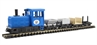 Loco and 10 wagon set - blue #2. HO scale to run on N gauge track