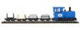 Loco and 10 wagon set - blue #2. HO scale to run on N gauge track