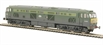 Class 53 diesel D0280 'Falcon' in BR two tone green with small yellow panels. Weathered.